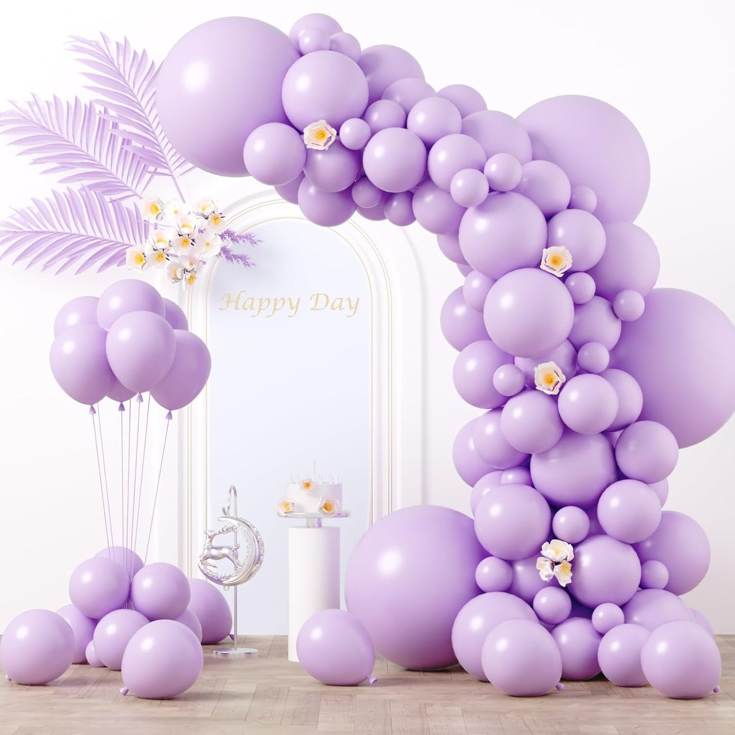 Voircoloria 130pcs Pastel Purple Balloon Garland Kit - Light Purple Latex Balloons in Various Sizes for Birthday, Baby Shower, Graduation & Gender Reveal Parties