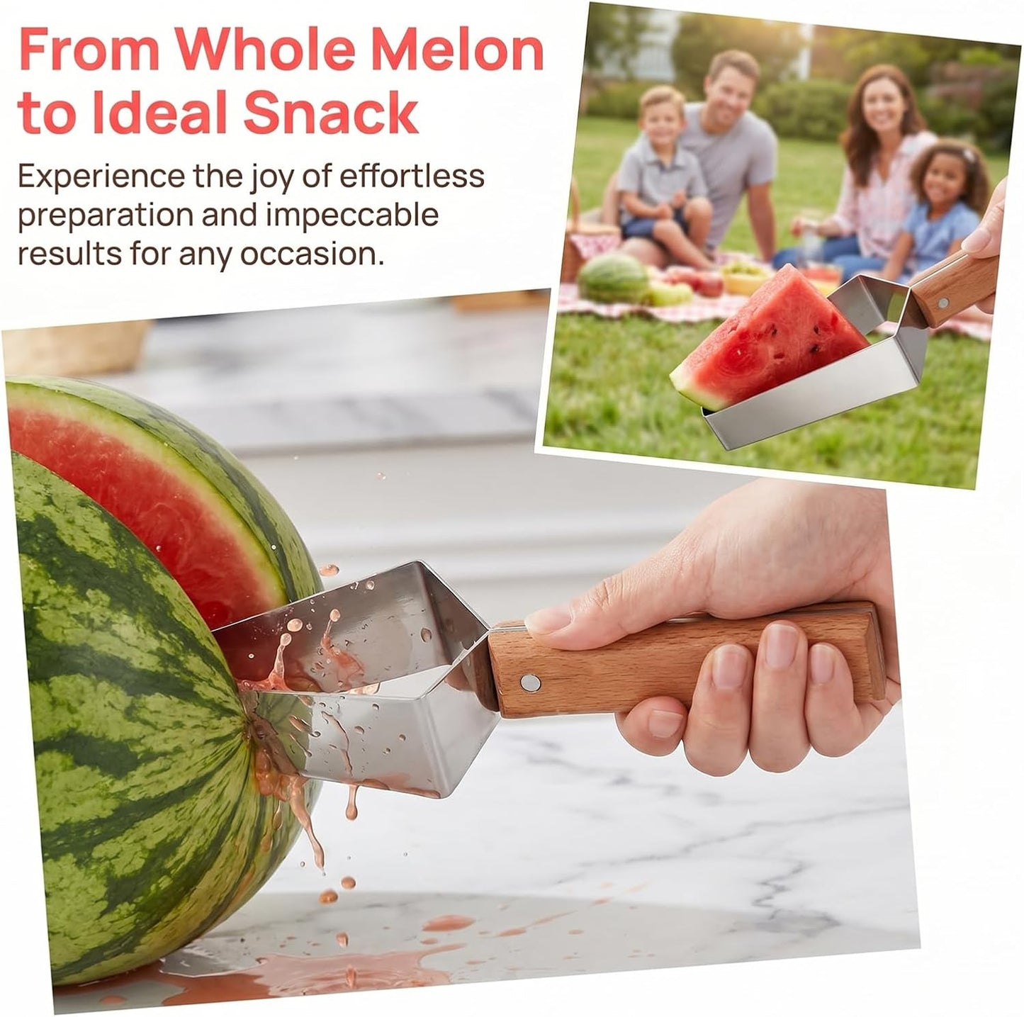 Skiennix Triangle Watermelon Cutter - Stainless Steel Quick Fruit Slicer for Home & Camping (1 Piece)