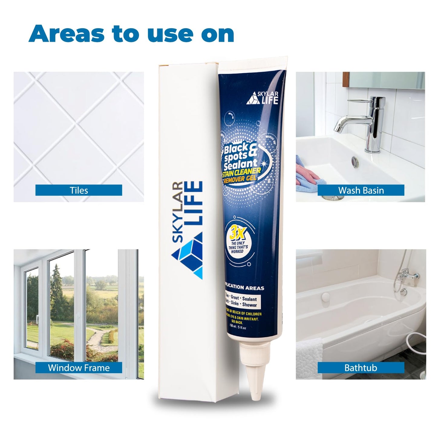 Skylarlife Rubber Stain Whitener Gel - Effective Sealant for Bathroom & Kitchen Caulk