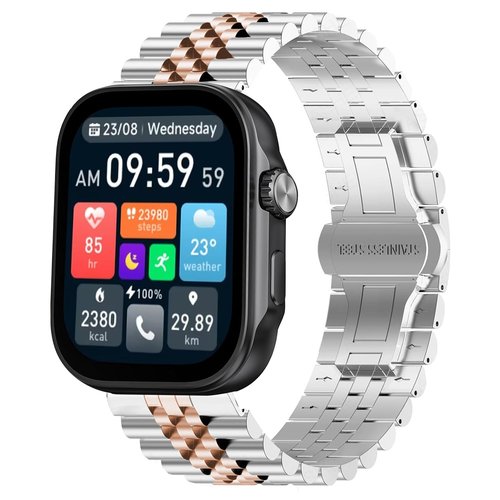 GTX13, GTX12 Smart Watches Band,Lamshaw 22mm Solid Stainless Steel Heavy Band with Butterfly Folding Clasp Link Bracelet Compatible With GZC GTX13, GTX12, ENOMIR GTX12, Tensky GTX12, uaue T60, QXQ