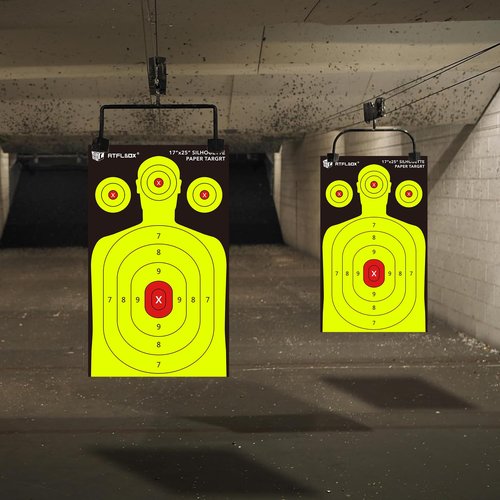 Atflbox Silhouette Paper Target for The Range, 17X25 Inch High Visibility Target Paper for Indoor and Outdoor Shooting Practice, Suitable for Handgun, Pistol, Rifle, Airgun, Pellet BB Gun (50 Pack)