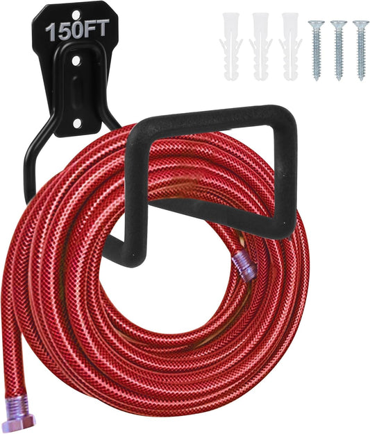 PeoMev Metal Garden Hose Holder - Heavy Duty Wall-Mounted Hose Hanger for Outdoor Use | Sturdy Hose Hooks