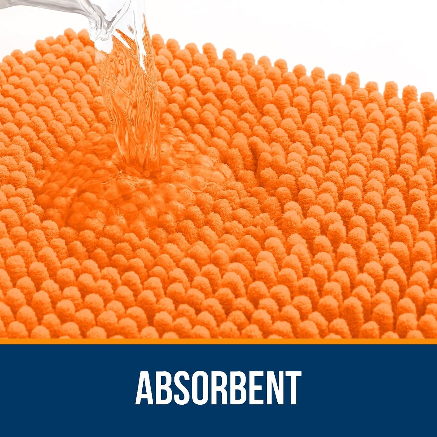OLANLY Large Chenille Bath Rugs - Extra Soft & Absorbent | Quick Dry, Machine Washable, 44x32, Orange