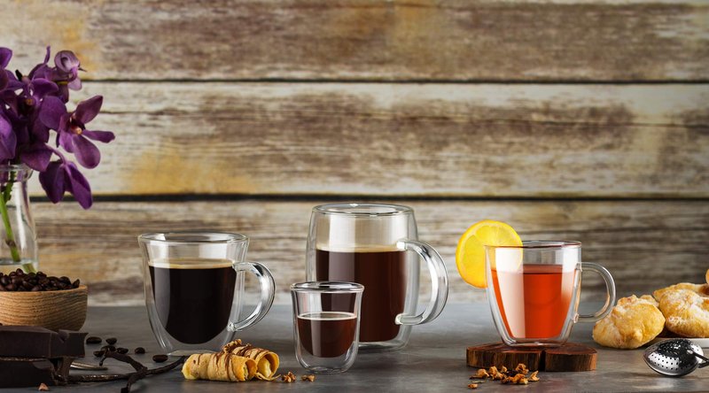JoyJolt Javaah Double Walled Espresso Glasses Espresso Cups Set of 4 | 2-Ounces