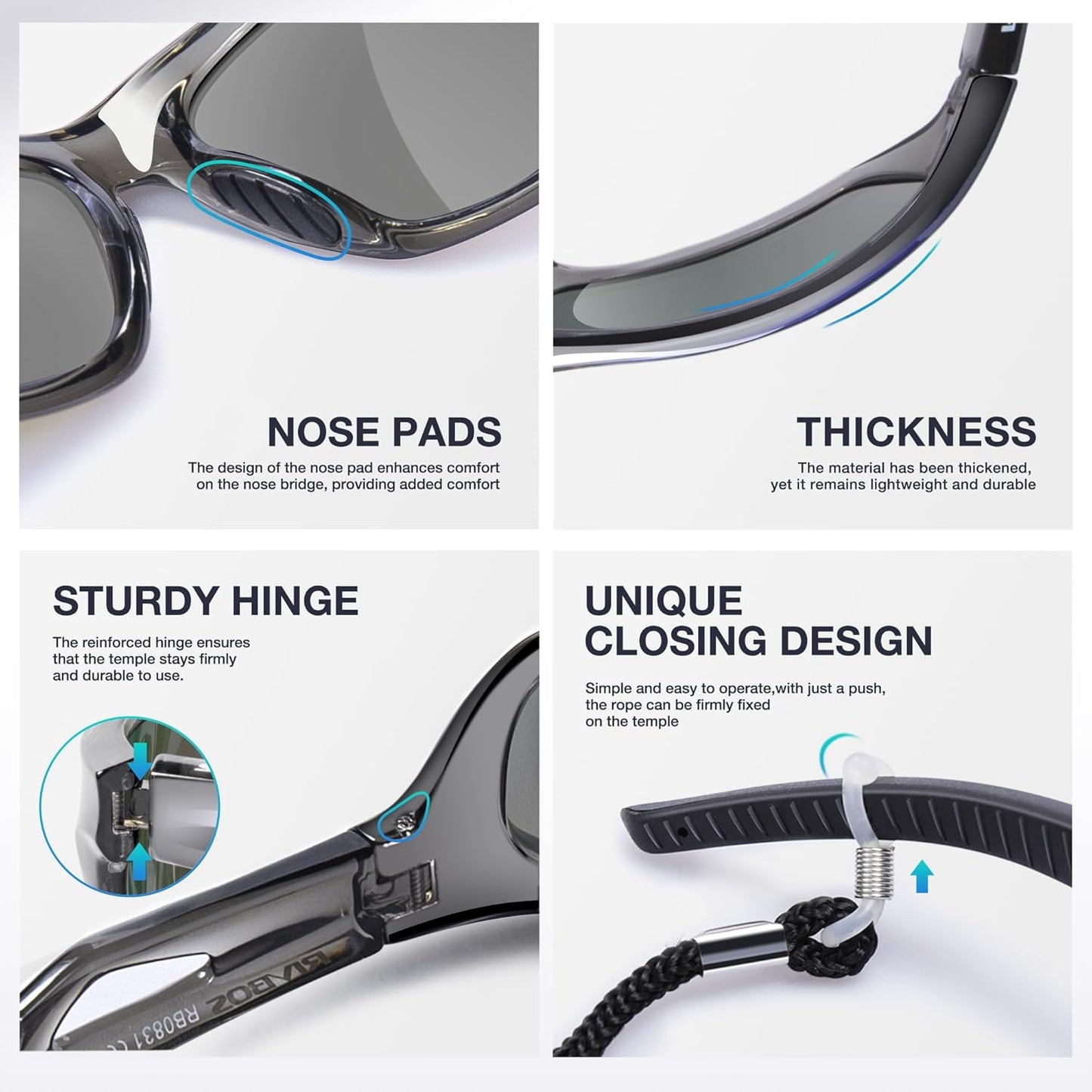 RIVBOS Polarized Sports Sunglasses for Men & Women - TR90 Frame for Cycling, Fishing, Running