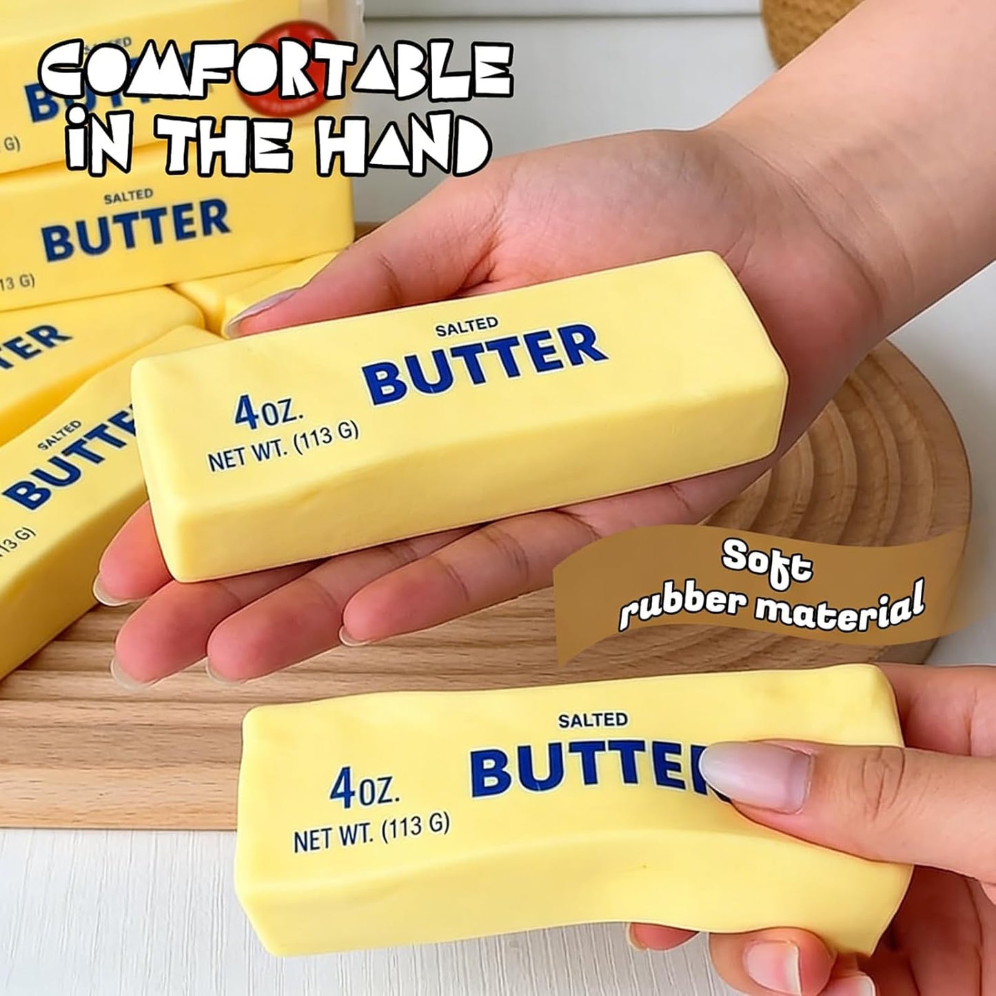 Skiennix Realistic Butter Stick Squeeze Ball - Soft Stress Relief Fidget Toy | Slow Rebound, Beige