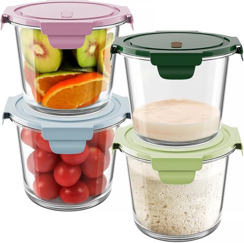 Freshmage Glass Meal Prep Containers - Airtight 23oz BPA-Free Storage Set | Heat-Resistant, 4-Pack
