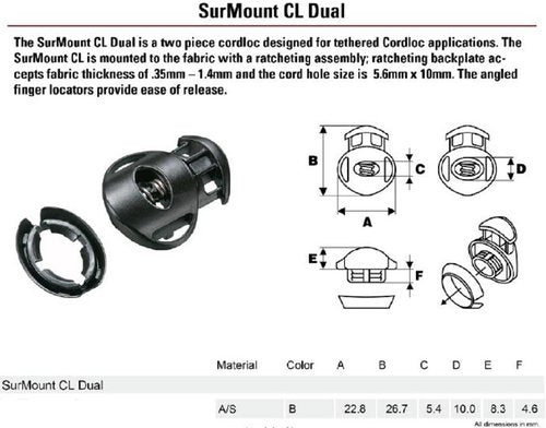 Dual Cord Locks for Paracord | Ravenox SurMount CL | Secure Drawstrings & Laces for Bags, Apparel, & Camping