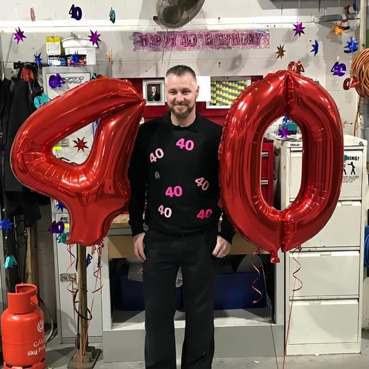 Red 2 Balloons, 40 Inch Giant Helium Foil Number 0-9 for Girls Boys, Self Inflating Digit 2nd Birthday Balloon for Women Men Anniversary Baby Shower New Year Engagement Party Decorations Supplies