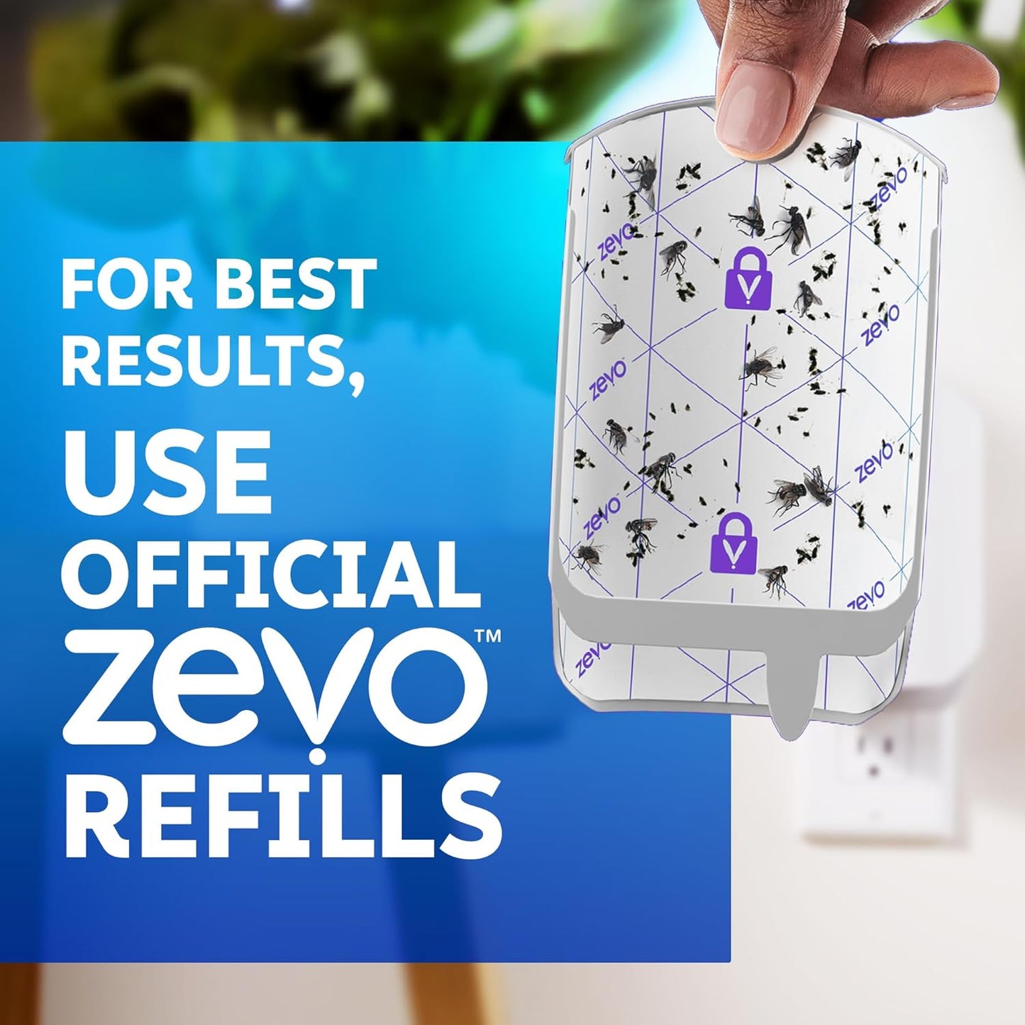 Zevo Flying Insect Trap - Indoor Bug Catcher with 3 Refill Cartridges | UV Light Technology for Flies
