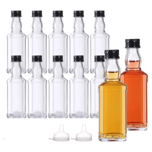 BPFY 12 Pack 3oz Glass Liquor Bottles with Lids, Empty Mini Alcohol Bottle, Small Whiskey Bottles for Cocktail, Tequila, Vodka, Wine