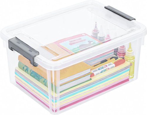 Citylife 17 QT Plastic Storage Bins - Stackable Latching Containers for Organizing Home & Garage | Clear Box