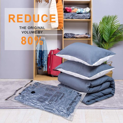 GONGSHI Vacuum Storage Bags, Space Saver Seal Bags For Clothing, Travel Luggage,Blankets, Comforters, Pillows, Clothes Storage.5 Large 5 Medium