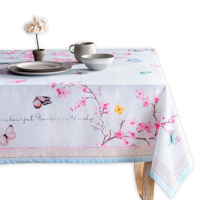 Maison d' Hermine Table Cloth Rectangle Table 100% Cotton 54 x 72 Inches Tablecloth Reusable Decorative for Dining Kitchen Room Farmhouse Home Gifts for Mothers Day Spring Summer - Blossoms in Spring