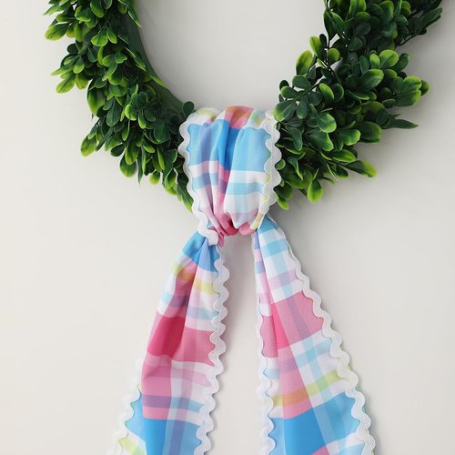 DYSHAYEN Wreath Sash - Canvas RIC Rac Trim for Front Door | Rainbow Gingham Indoor/Outdoor Decor