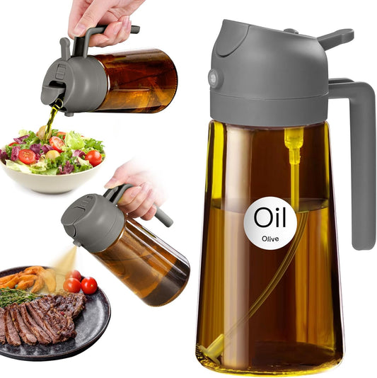 YARRAMATE 16oz Dark Brown Oil Sprayer - Premium Food-Grade 2-in-1 Olive Oil Dispenser for Cooking & BBQ