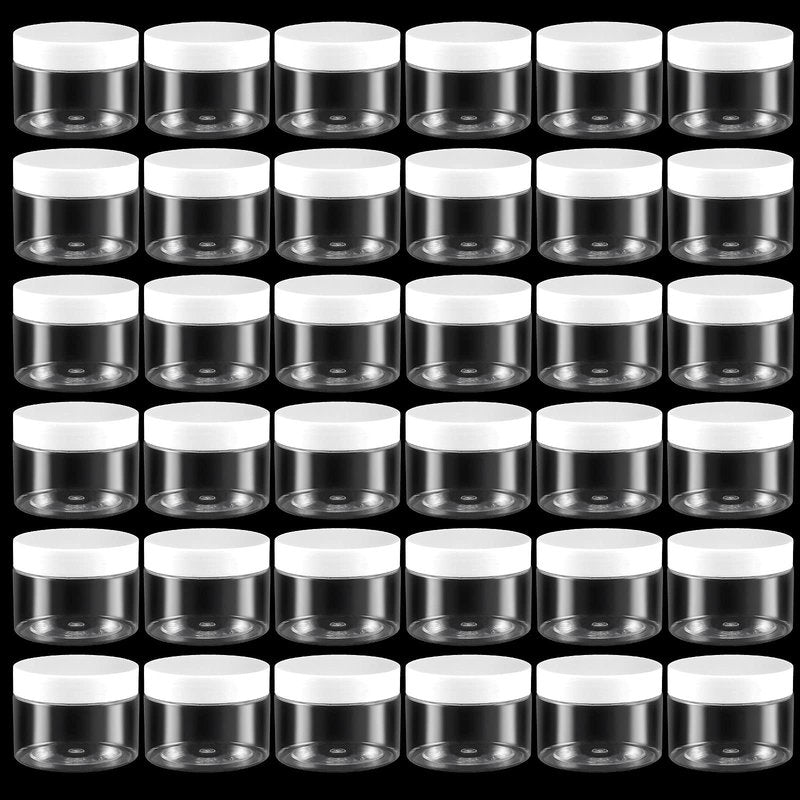 ZOENHOU 46 PCS 4 OZ Clear Slime Containers with White Lids, Food-Grade Plastic Storage Containers, BPA-Free, Wide-mouthed Plastic Jars for Beauty Products, Kitchen Household Food Storage