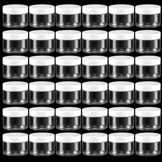 ZOENHOU 46 PCS 4 OZ Clear Slime Containers with White Lids, Food-Grade Plastic Storage Containers, BPA-Free, Wide-mouthed Plastic Jars for Beauty Products, Kitchen Household Food Storage