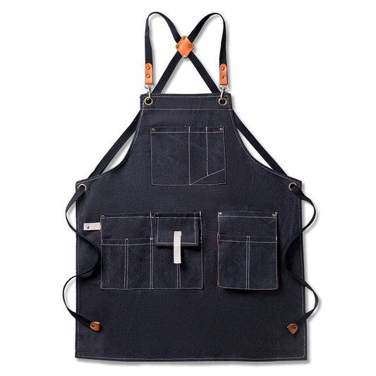 Aoomzoon Canvas Aprons for Men Chef Apron, Work Apron with Large Pockets - Durable 16oz Heavy Duty Cross Back, BBQ, Cooking(Black, 1 Pack)