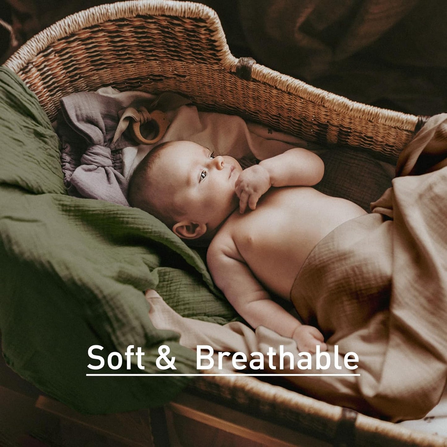 Skiennix Muslin Receiving Blankets - Breathable Neutral Swaddle Wraps for Newborns | 5 Pack in Elegant Colors