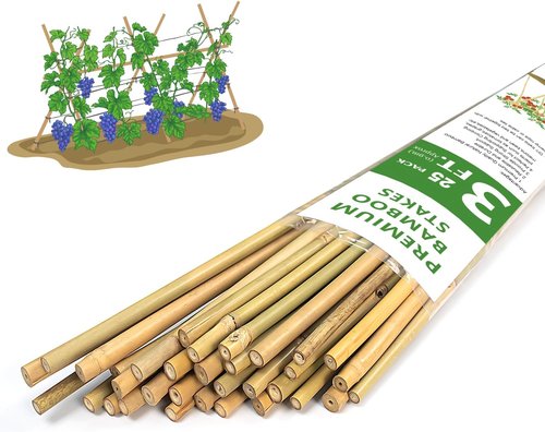 GAGINANG Bamboo Garden Stakes - 3FT Sturdy Natural Support for Climbing Plants | 25 Pcs Set
