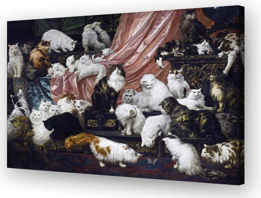 Wallpicss Cat Wall Art Prints Framed Vintage My Wife's Lovers Famous Paintings Posters Cat Artwork Canvas Wall Hanging Picture Wall Decor 16x24 inches