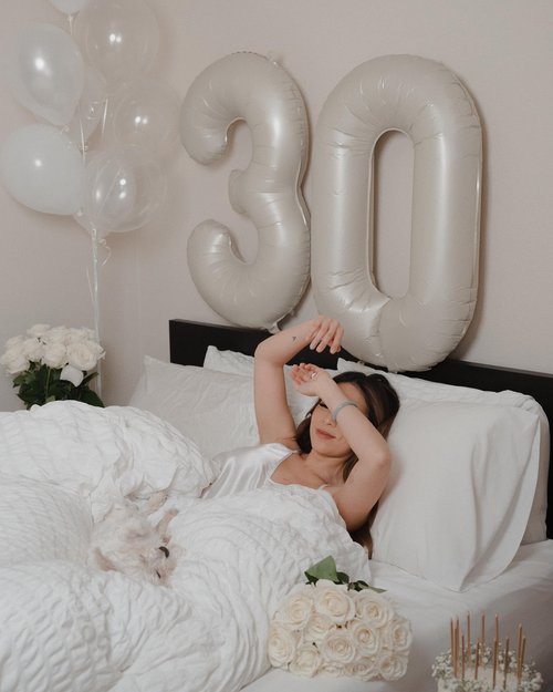Cream Number 30 Balloon 40 inch, 30 Number Balloons, 30th Cream Birthday Decorations, 30 Year Old Women Men White Party Supplies