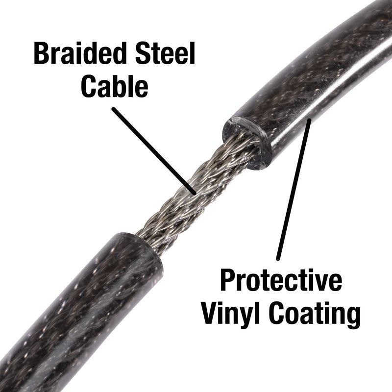 Master Lock Bike Cable Lock 5' x 1/2" Heavy Duty Anti-Theft Bike Lock Steel Cable with Black Weather Resistant Vinyl Coating for Bikes, Ebikes & Scooters, 5 Feet Long, 8370D