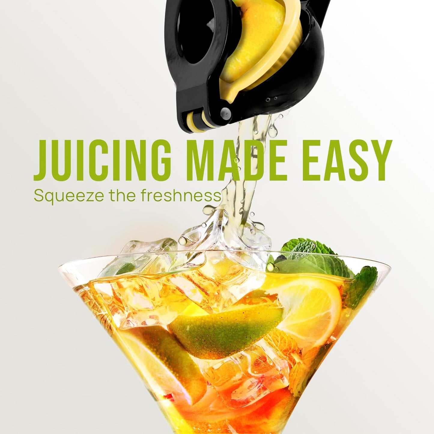 Zulay Kitchen 2-in-1 Lemon Squeezer - Max Extraction Hand Juicer for Easy Citrus Juicing - Black/Yellow