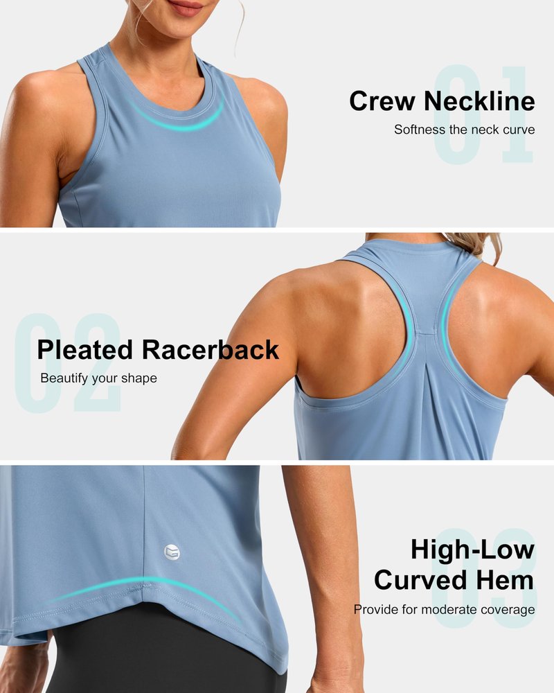 G Gradual Women's Workout Tank Tops Racerback Athletic Yoga Tops Loose Fit Sleeveless Running Gym Sports Shirts for Women(Dusty Blue,M)