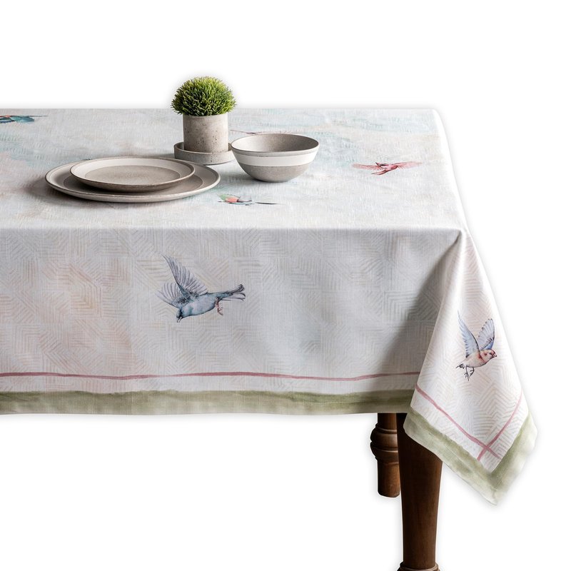 Maison d' Hermine Table Cloth Rectangle Table 100% Cotton 70 x 90 Inches Tablecloth Reusable Decorative for Dining Kitchen Room Farmhouse Home Gifts for Mothers Day Spring Summer - Flying Birds