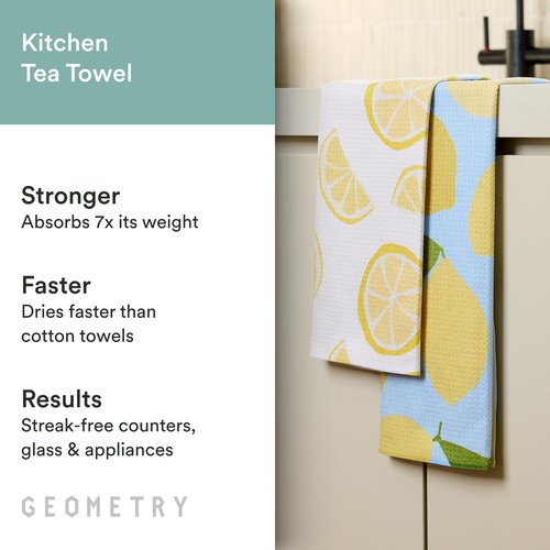 GEOMETRY Spring Kitchen Towels - Quick Dry Microfiber Cloth Spring & Summer Dish Towels for Kitchen Drying - Premium Quick Dry Towel - Lemon Delight, 18" x 30" - 1-Pack