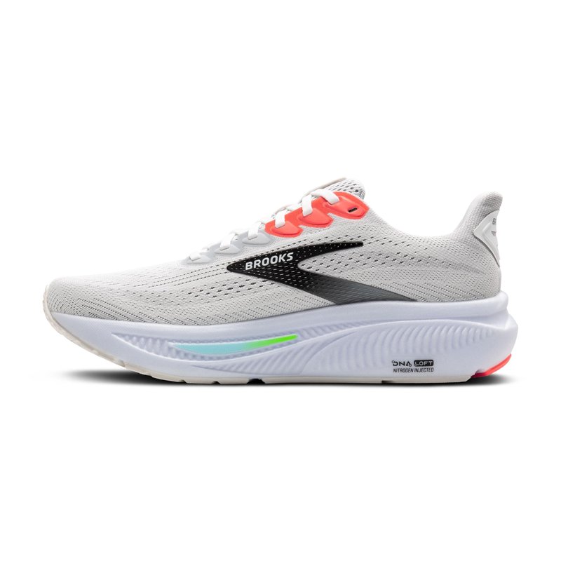 Brooks Men’s Ghost 17 Neutral Running Shoe - White/Pink Clay/Gecko - 15 Wide