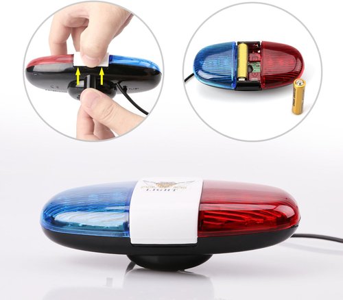 Bike LED Horn Siren with 6 Lights & 4 Sounds - Waterproof Bicycle Police Accessories