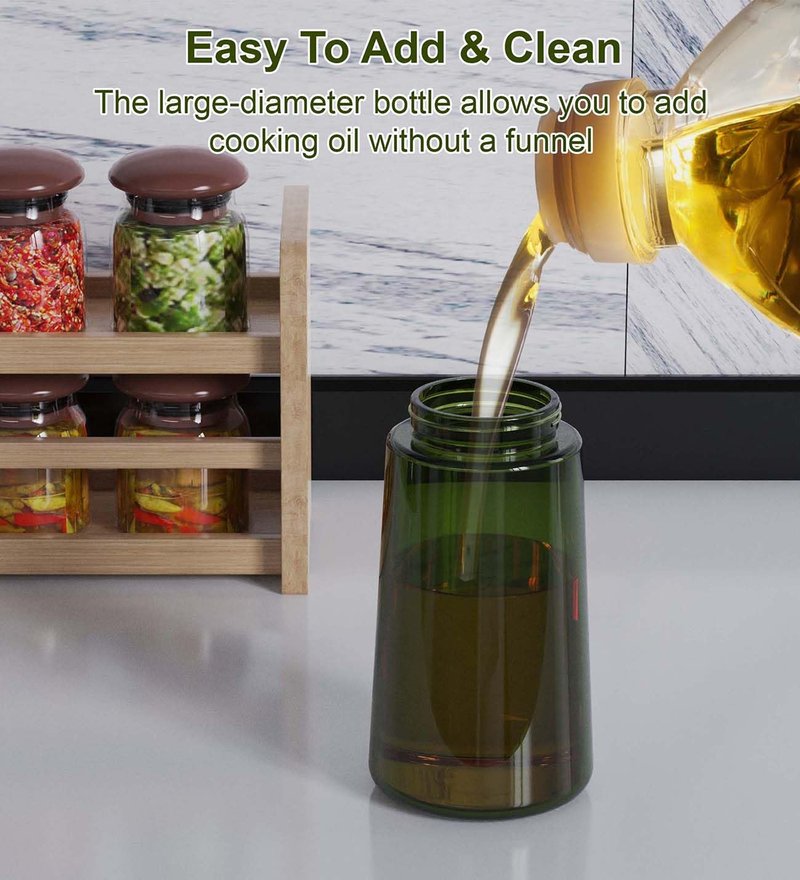 ZEREN 2 in 1 Glass Oil Dispenser & Sprayer, 16oz/470ml Glass Olive Oil Sprayer with Silicone Protective Pad, Cooking Oil Sprayer Bottle for Kitchen Gadgets and Air Fryer Accessories