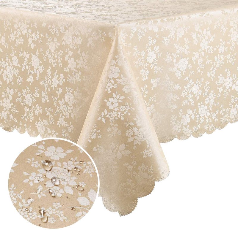 Smiry Rectangle Table Cloth, Waterproof Heavy Duty Vinyl Tablecloths, Wipeable Washable Table Cover for Kitchen and Dining Room (Beige, 70" X 108")