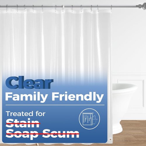 Downluxe Shower Curtain Liner - Waterproof PEVA Plastic with 3 Magnets | 72" x 72" Clear Design