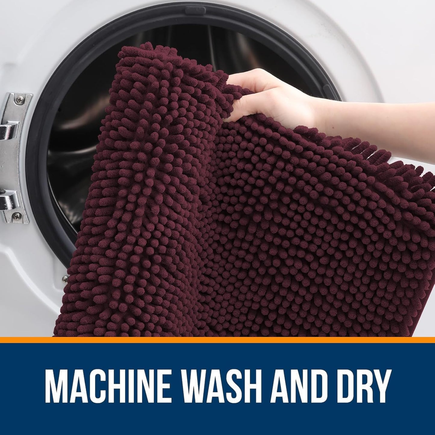OLANLY Bathroom Rugs - Extra Soft Chenille Bath Mats with Rubber Backing | Quick Dry, Machine Washable, 30x20, Black Cherry