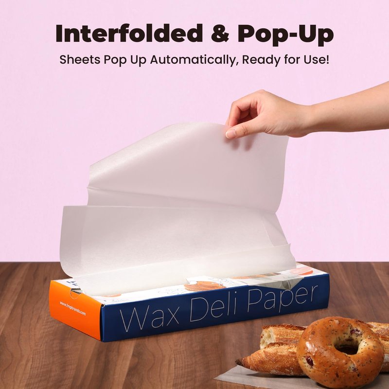 Fit Meal Prep [500 Pack] 15 x 10.75" Wax Paper Sheets for Food, Interfolded Precut Deli Pop Up Grease-Proof Sandwich Paper Wraps, Waterproof for Lunch, Food Basket, Microwave Cover, BBQ