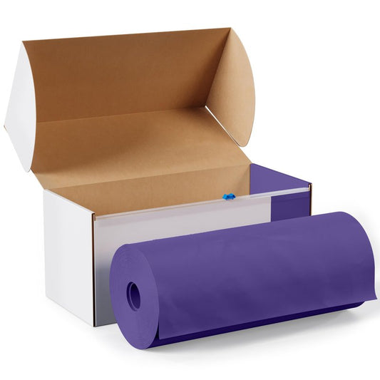 Party Solids 54 Inch X 100 Feet Purple Plastic Table Cover Roll in A Cut - to - Size Box with Convenient Slide Cutter. Cuts Up to 12 Rectangle 8 Feet Plastic Disposable Tablecloths