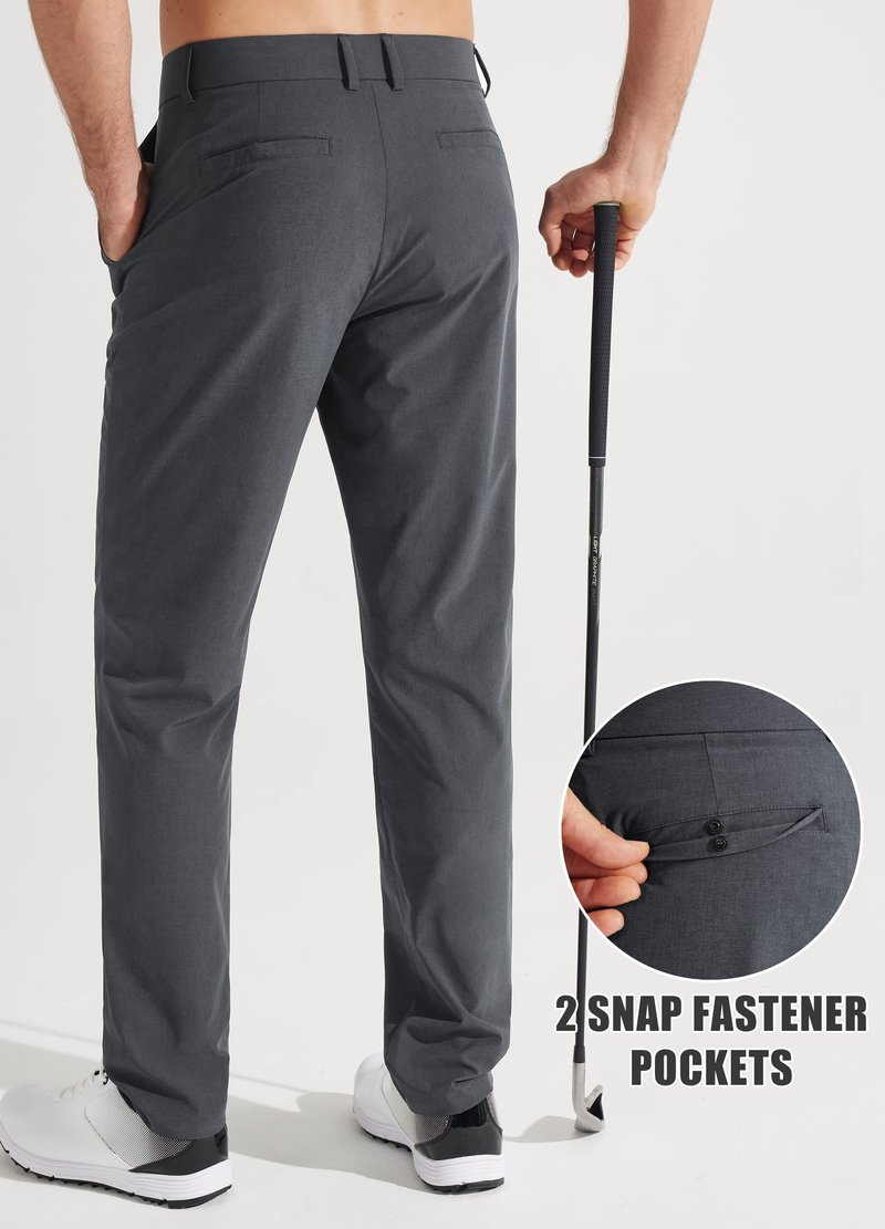 Libin Mens Golf Pants Classic Fit Stretch Work Dress Pants 32" Quick Dry Lightweight Business Casual Trousers Comfort Water Resistant, Iron Grey, 38W x 32L