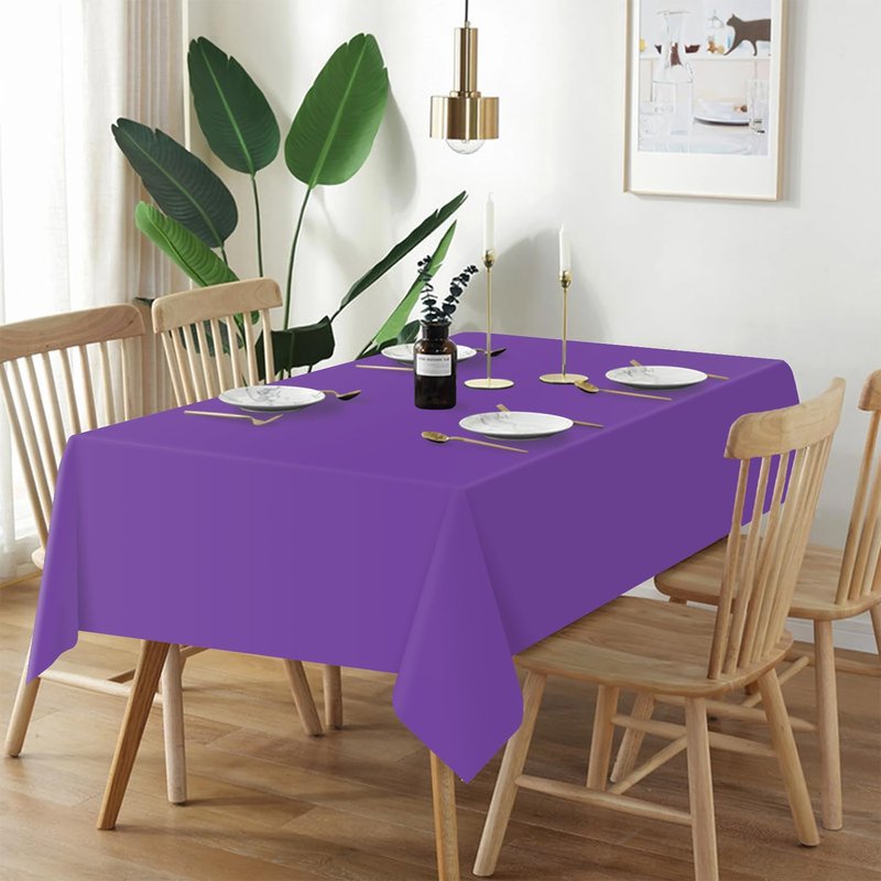 QIKSION Purple Plastic Table Cloth Disposable 6 Pack, 54 x 108 Inch Tablecloths for Party, Birthday, Graduation, Halloween Decorations, Rectangle Table Cover