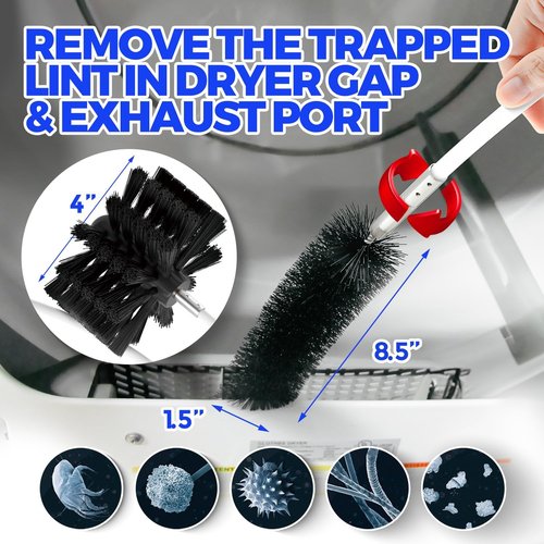 Holikme 60 Feet Dryer Vent Cleaner Kit - Flexible Lint Remover Brush with Drill Attachment & 2 Synthetic Heads