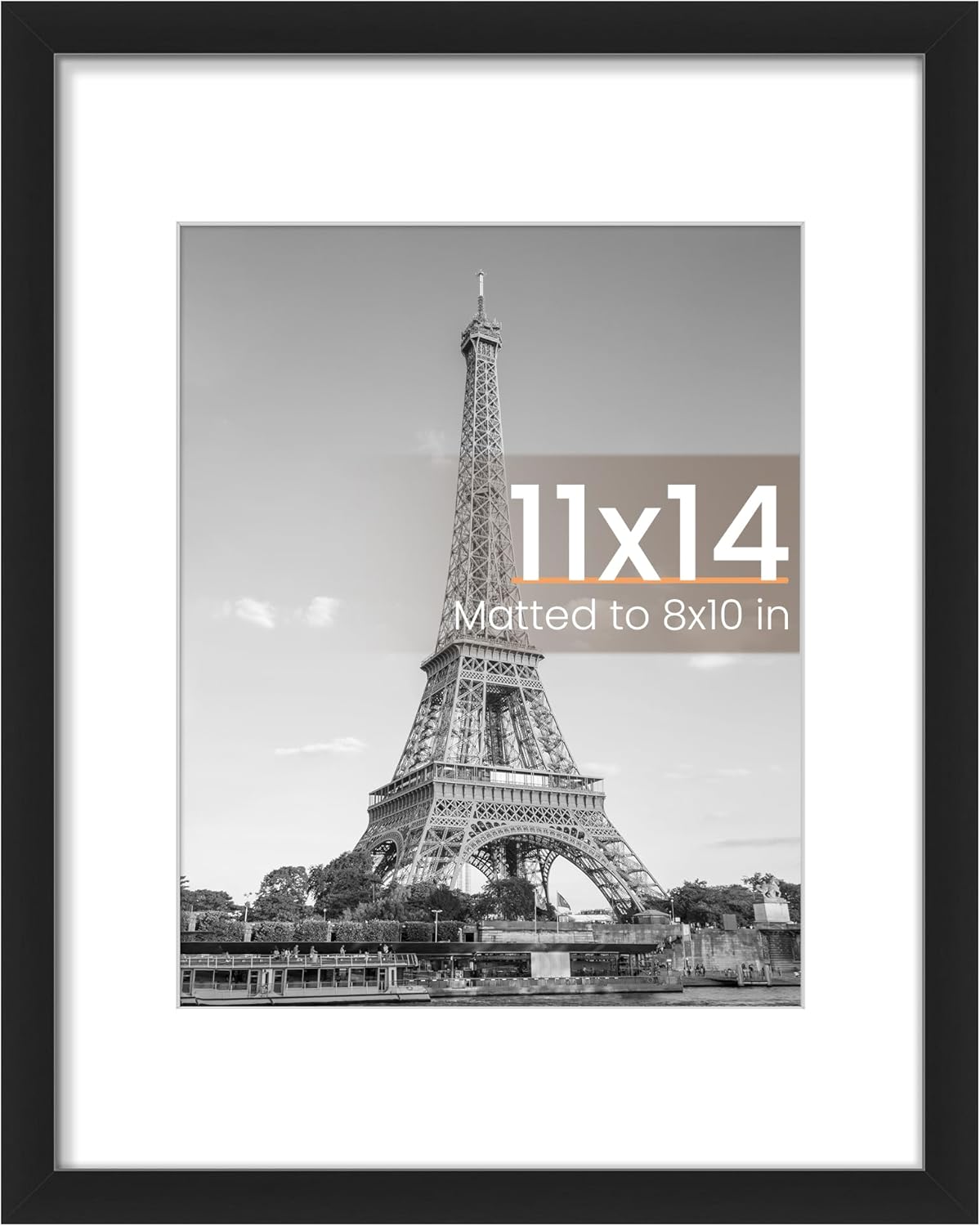 Upsimples 11x14 Picture Frame - Versatile Display for 8x10 Photos with Mat or 11x14 Without Mat | Black, 1 Pack