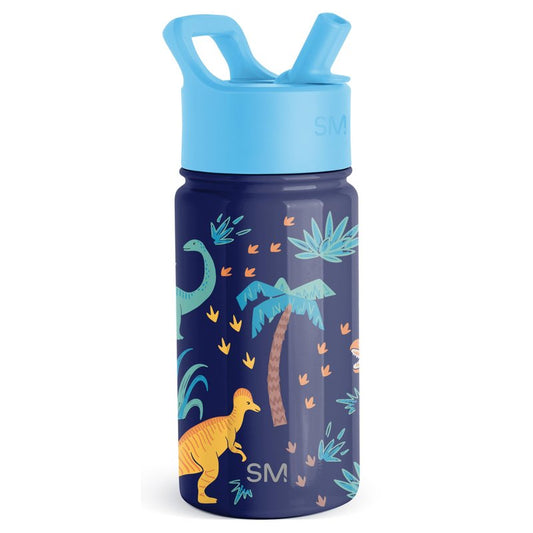 Simple Modern Kids Summit Water Bottle with Straw Lid | 14oz Stainless Steel Cup Insulated Tumbler for Toddlers, School | Jurassic Jungle