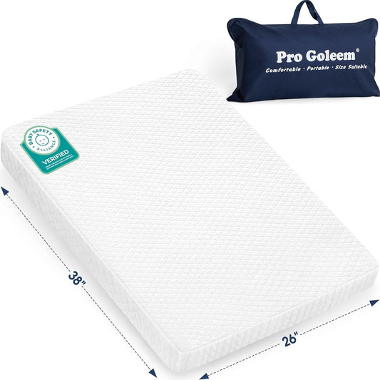 Pro Goleem Pack and Play Mattress - Waterproof Firm Playard Pad with Soft Cover | 38"x26" Size