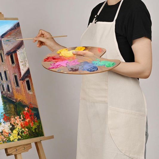 KEVIN&SASA CRAFTS Painting Apron for Men and Women, Professional for Acrylic, Oil and Watercolor Painting, With 3 Pockets, Adjustable Cotton Canvas Bib Apron
