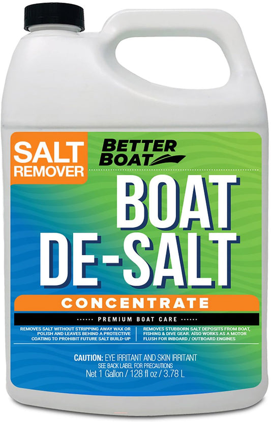Better Boat Salt Remover for Boats Concentrate 1 Gallon, Marine De-Salt Flusher for Outboard and Inboard Engines, Removes and Prevents Salt Build-Up
