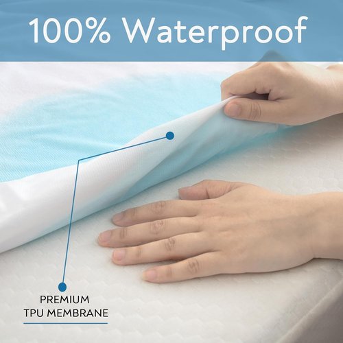 Full Terry Mattress Protector by Sleeper Sofa - Waterproof, Ultra Soft & Breathable, Fits 54''×72'' Up to 8'' Depth
