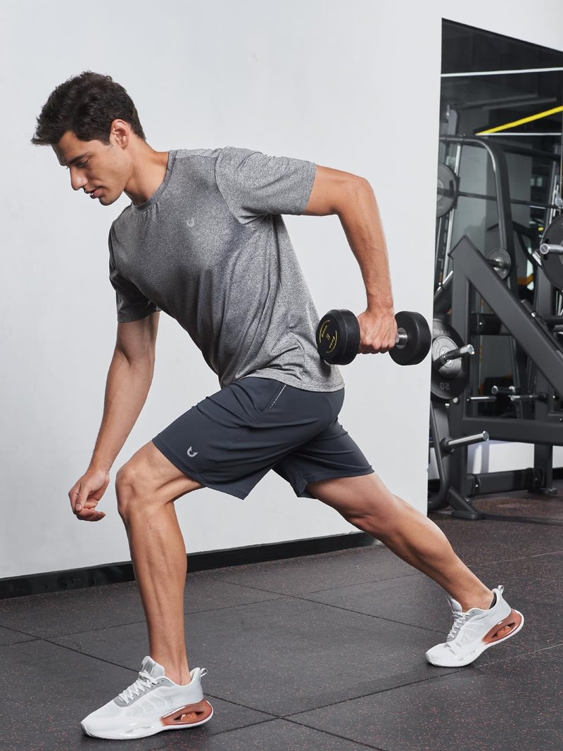 NORTHYARD Men's Workout Athletic Shirts Gym Running T-Shirts Tennis Quick Dry Short Sleeve Shirt Active Lightweight Sports Smoke-L